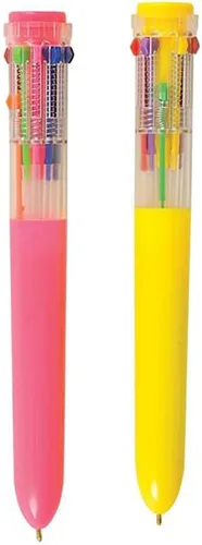Vista 3 de The Dreidel Company Bolígrafo de 4 unidades, 10 bolígrafos multicolor, 4 colores neón en bolígrafo para oficina, suministros escolares, estudiantes