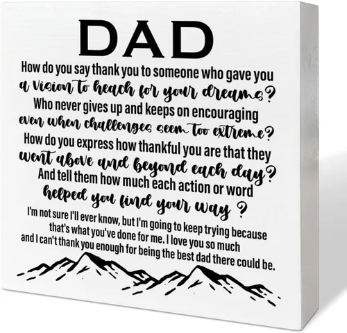 Vista 6 de Regalos para papá de hija, hijo, niños, caja de madera con texto en inglés