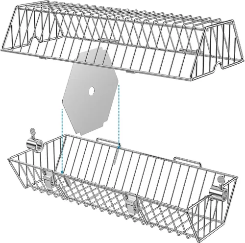 Vista 6 de onlyfire Cesta Rotativa Redonda de Acero Inoxidable de 17 Pulgadas para Rotisserie, Accesorio de Cocina que se Adapta a la Mayoría de las Parrillas
