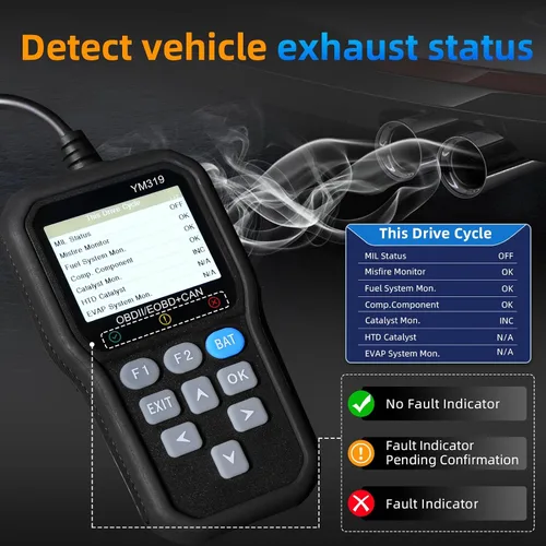 Vista 5 de Escáner FX319 OBD2 lector de código OBD2, herramienta de diagnóstico de coche con probador de batería de 12 V, apaga la luz del motor
