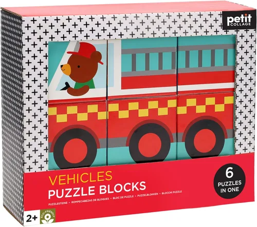 Vista 3 de Petit Collage Vehículos Puzzle Blocks