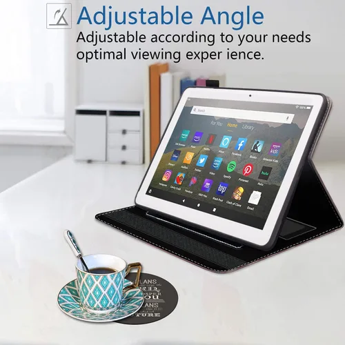 Vista 4 de Funda para tableta Amazon Kindle Fire HD 8/Fire HD 8 Plus (12ª/10ª generación, versión 2022/2020) – Funda de piel sintética de alta calidad