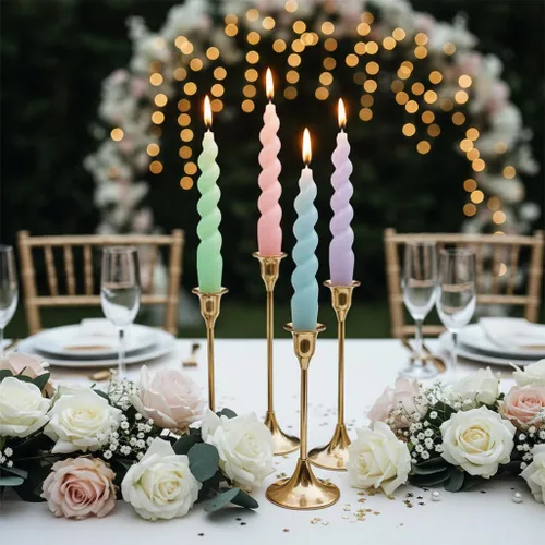 Vista 56 de SM101 - Vela cónica roja, velas en espiral de 10 pulgadas, velas largas cónicas sin goteo para cena, mesa de comedor, boda, fiesta, fiesta, Rojo