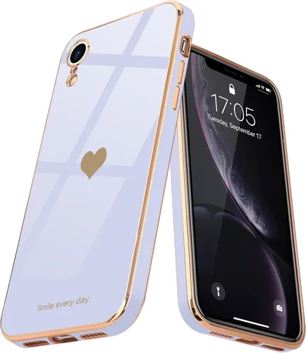 Vista 9 de Teageo Funda compatible con iPhone Xr para mujeres niñas lindo corazón de amor lujoso brillante chapado cubierta trasera suave protección completa