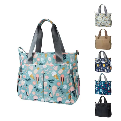 Vista 8 de Bolsa de pañales impermeable para mamá y papá, bolsas de viaje medianas multifunción (búho lindo)