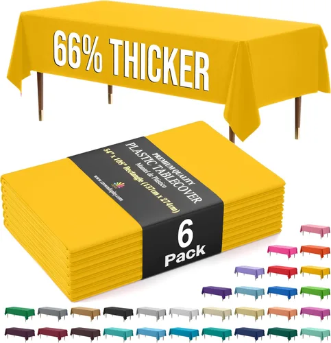 Vista 79 de Exquisite 66% Thicker Premium Plastic Table Cloth Rectangle Table Cover 0.5 Mil 6 Pack Aqua Table Cloth 54 Inch x 108 Inch Disposable Tablecloth