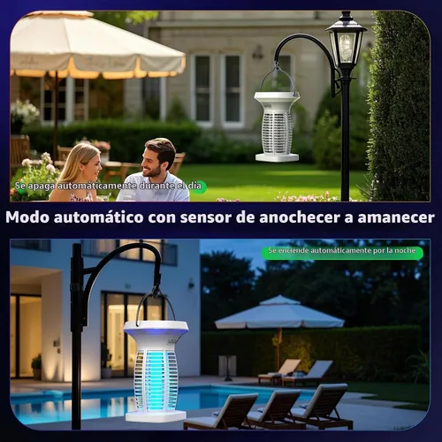 Vista 5 de OnBeam Solar Bug Zapper Outdoor, 4200V Electric Mosquito Killer for Patio Blanco luminoso
