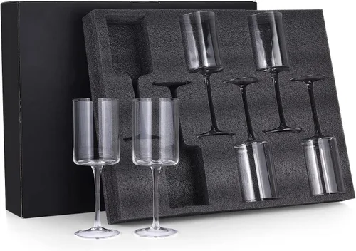 Vista 14 de Chouggo Juego de 6 copas de vino, cristal soplado a mano para vino tinto o blanco, 15 onzas, hechas a mano por artesanos, regalos para mujeres