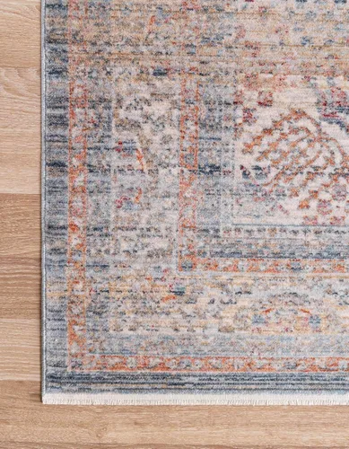 Vista 9 de Unique Loom Noble Collection - Alfombra de área tradicional, envejecida, vintage, geométrica, con borde (2' 2 x 3' 0 rectangular, azul/beige)