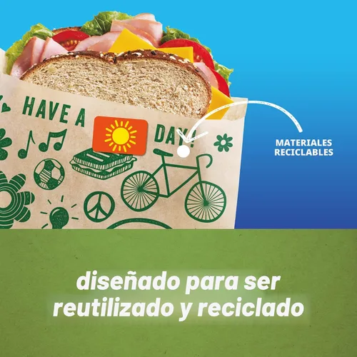 Vista 6 de Bolsas de papel para sándwiches y aperitivos Ziploc, reciclables y sellables con diseños divertidos, 50 bolsas en total