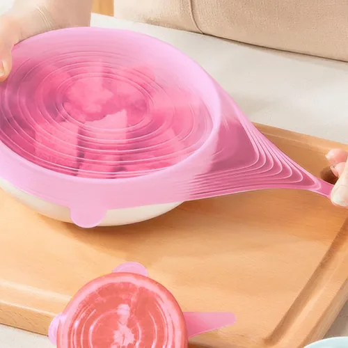 Vista 7 de Tapas elásticas de silicona reutilizables, 18 fundas elásticas redondas y cuadradas, herméticas y a prueba de fugas, aptas para microondas