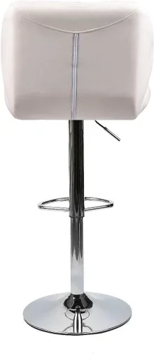 Vista 8 de ELECWISH Taburetes de bar asiento de piel sintética con base cromada, silla giratoria de comedor, taburetes de bar, blanco, juego de 2