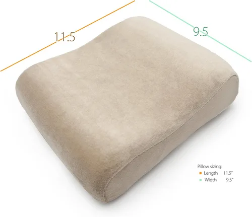 Vista 2 de PCP Almohada cervical de espuma viscoelástica tamaño viaje con funda extraíble, color beige