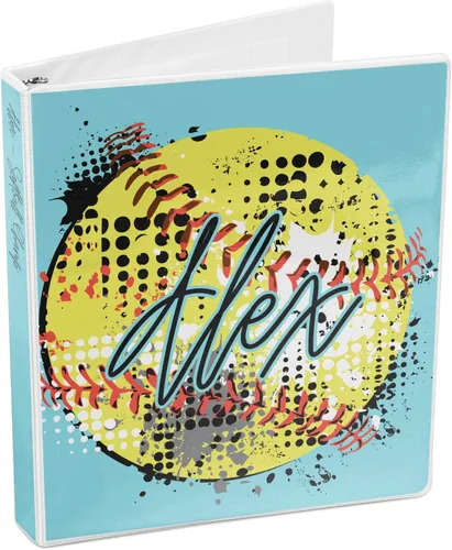 Vista 4 de Carpeta personalizada de sóftbol con 3 anillas, 1 pulgada, multicolor
