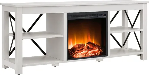 Vista 14 de Henn&Hart Soporte rectangular de TV para televisores de hasta 55 pulgadas en blanco, soportes de TV para la sala de estar