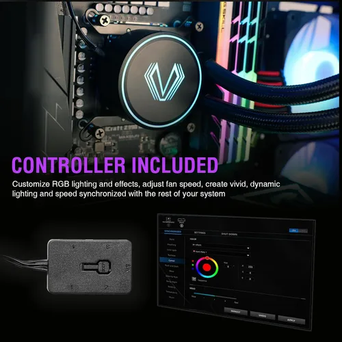 Vista 2 de Vetroo V240 Enfriador líquido negro de CPU de 9.449 in bomba RGB direccionable y ventiladores PWM 250 W TDP AIO refrigeración por agua