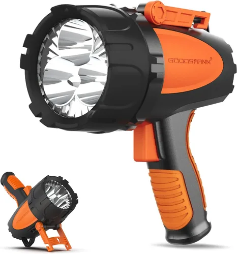 Vista 8 de GOODSMANN Proyector de mano recargable LED para barco, impermeable, reflector de hasta 3000 lúmenes, linterna marina portátil con adaptador USB