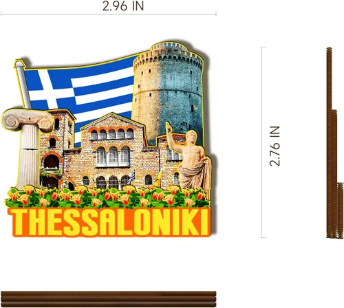 Vista 3 de Thessaloniki Grecia - Imán de madera 3D para nevera, recuerdos coleccionables, decoración artesanal, 3