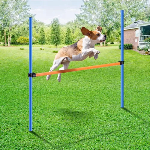 Vista 13 de PAWISE Equipo de entrenamiento de agilidad para perros, juego de obstáculos de entrenamiento de mascotas y bastones de tejido con barra de salto