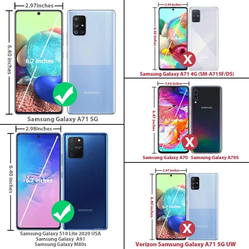 Vista 2 de TJS Funda para teléfono compatible con Samsung Galaxy A71 5G/A91/M80s (no compatible con Galaxy A71 4G/Verizon Galaxy A71 5G UW), con protector