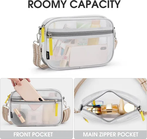 Vista 5 de G4Free Clear Sling Bag Clear Crossbody Mesh Purses for Women, Transparent Lightweight Chest Bag