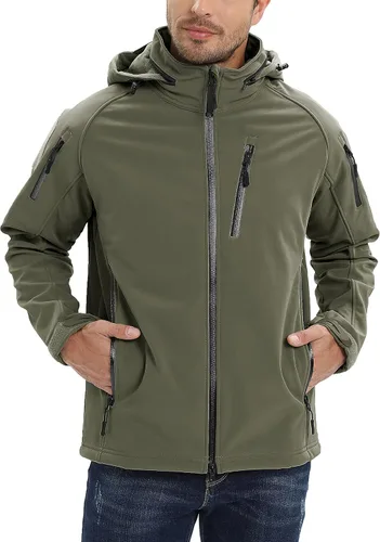 Vista 2 de TACVASEN Special Ops - Chaqueta táctica para hombre, resistente al agua, softshell y desmontable, con capucha