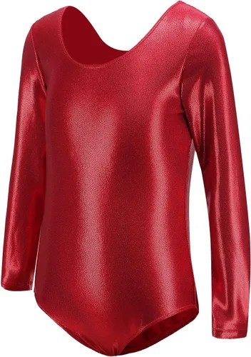 Vista 16 de AFAVOM Leotardos de gimnasia para niñas, leotardos de manga larga para niñas, brillantes y brillantes, para gimnasia, traje de ballet y danza