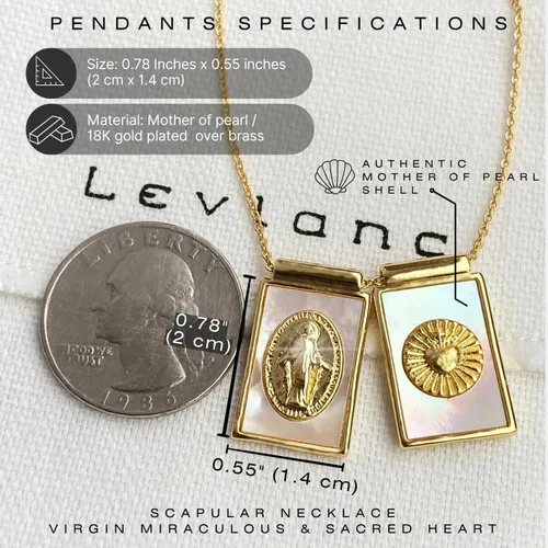 Vista 5 de Scapulars Catholic Necklace - Miraculous Medal Necklace for Women - Miraculous Medals Catholic - Virgin Mary - Escapularios Catolicos - Sacred Heart