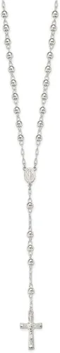 Vista 3 de Diamond2Deal Rosario pulido de plata de ley de 26 pulgadas, collar de regalo