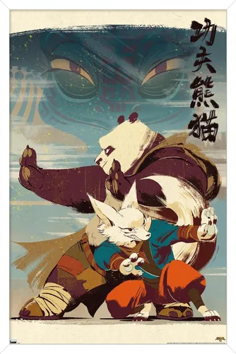 Vista 13 de Trends International Kung Fu Panda 4 - Póster de pared con postura, 22.4 pulgadas de largo x 14.7 pulgadas, versión enmarcada en madera de granero