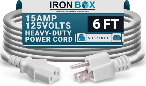 Vista 37 de IronBox Electric - Cable de Alimentación de Servicio Pesado 5-15P a C13 - Cable PC SJT 14/3 de 3 Clavijas 15A 125V - Cable para Computadora