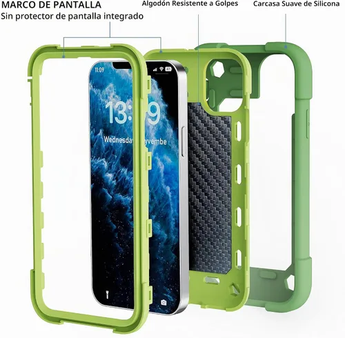 Vista 4 de Funda para iPhone 11 de 6.1 pulgadas con soporte de anillo, con 2 protectores de pantalla de vidrio, resistente a los golpes, resistente a los Palta