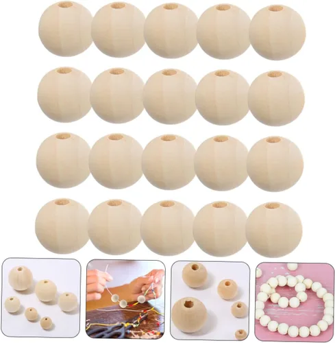 Vista 7 de COHEALI 100 cuentas de madera natural para manualidades, atrapasueños, cuentas sueltas para decoración de joyas y proyectos hechos a mano