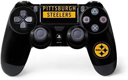 Vista 6 de Skinit Calcomanía para juegos compatible con el controlador de PS4, diseño desgastado con licencia oficial de los Pittsburgh Steelers de la NFL