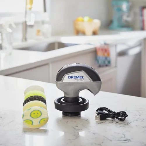 Vista 6 de Kit de Limpieza con Cepillo Eléctrico Giratorio Dremel Versa Power con 5 Esponjas de Limpieza Scrub Daddy - Limpiador Eléctrico Inalámbrico