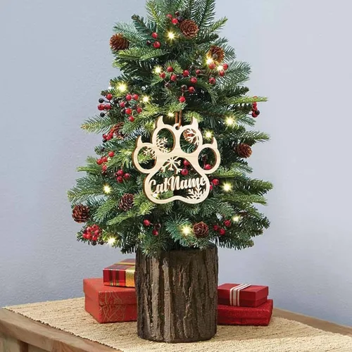 Vista 3 de Adorno de Navidad de pata de perro, adornos personalizados, copos de nieve cortados con láser para árbol de Navidad, adorno de pata de perro