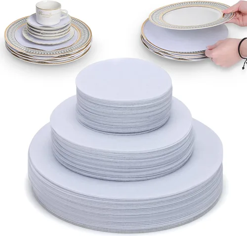 Vista 10 de Imncya Separadores de platos, juego de 60 y 3 tamaños diferentes, separadores de placas de fieltro suave grueso y premium para China, plato, Gris