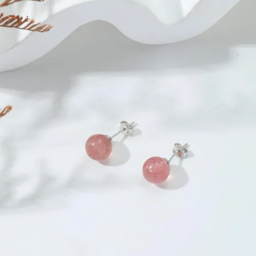 Vista 69 de Natural Stone Stud Earrings for Women 8mm Sterling Silver Genuine Gemstone Earrings Handmade Sterling Silver Crystal Stud Earrings for Women
