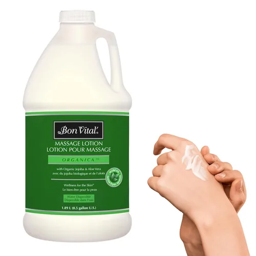 Vista 16 de Loción Bon Vital para masaje de coco, 1 galón, fórmula ligera con aceite de coco fraccionado puro, loción profesional para terapia, hidratante y sin