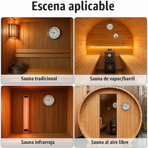 Vista 5 de Combo de termómetro e higrómetro para sauna – Medidor preciso de temperatura y humedad para salas de sauna, Rango de temperatura 70-250°F, Rango