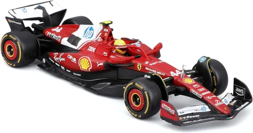 Vista 3 de Bburago 1:43 2025 Ferrari Season Car con casco, Hamilton # 44