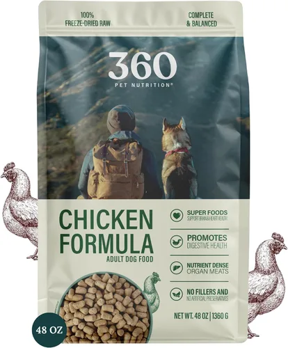 Vista 14 de 360 Pet Nutrition Alimento crudo liofilizado para perros – Receta de carne de res con hígado y órganos, alta proteína con omega-3, frutas, verduras