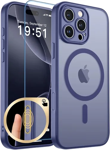 Vista 27 de zapica Funda magnética para iPhone Air, con protector de pantalla de vidrio templado, compatible con MagSafe, translúcida mate, a prueba de golpes