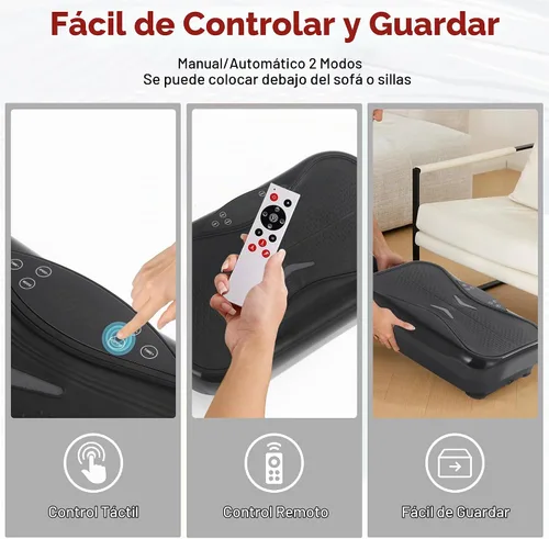 Vista 4 de Vibration Plate Exercise Machine for Lymphatic Drainage&Weight Loss, 330lbs Negro