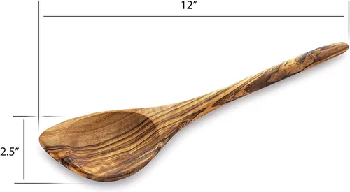 Vista 4 de Forest Decor Juego de cucharas de madera de olivo para cocinar, cuchara de madera antiadherente hecha a mano para utensilios de cocina, utensilios