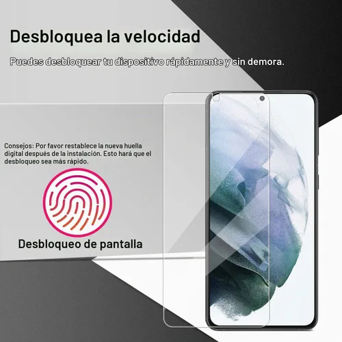 Vista 4 de Protector de pantalla de vidrio templado para Galaxy S21 + protector de lente de cámara [2 + 2 unidades] [compatible con fundas] [antiarañazos]