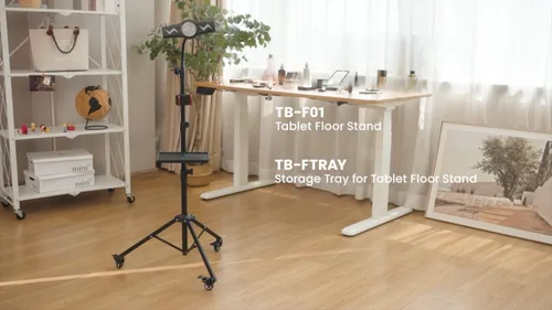 Vista 7 de Mount Plus TB-F01 Soporte de trípode de piso de cuello de cisne con rueda para iPhone, iPad, iPad Pro y otras tabletas tamaño 9" a 15" con rotación