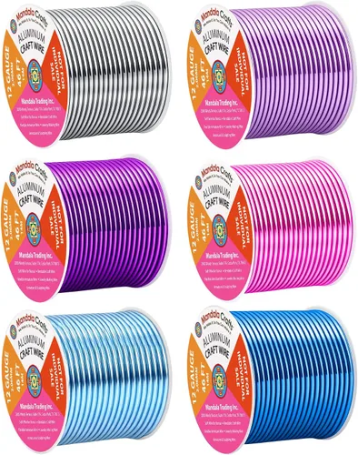 Vista 390 de Mandala Crafts - Alambre de aluminio anodizado de calibre 22 para hacer joyas - 137.2 m de alambre flexible surtido y coloreado - Doble para bonsái