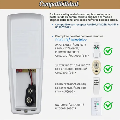 Vista 3 de Kit de control remoto universal para ventilador de techo con regulador