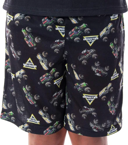 Vista 3 de INTIMO Monster Jam Pirate's Curse MAX-D Grave Digger Monster Truck - Conjunto de pijama para niños, Negro